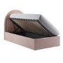 Pink Velvet Single Side-Lift Ottoman Bed with Curved Headboard - Nora