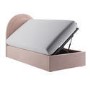 Pink Velvet Single Side-Lift Ottoman Bed with Curved Headboard - Nora