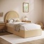Butter Yellow Chenille Single Side-Lift Ottoman Bed with Curved Headboard - Nora