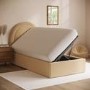 Butter Yellow Chenille Single Side-Lift Ottoman Bed with Curved Headboard - Nora