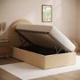 Butter Yellow Chenille Single Side-Lift Ottoman Bed with Curved Headboard - Nora