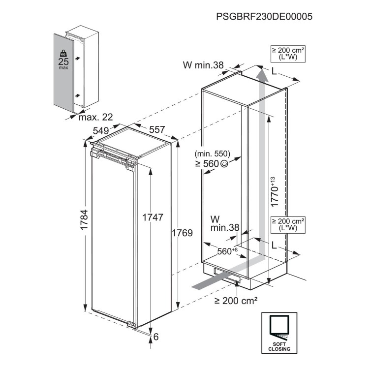 AEG 6000 Series 310 Litre In-column Integrated Fridge