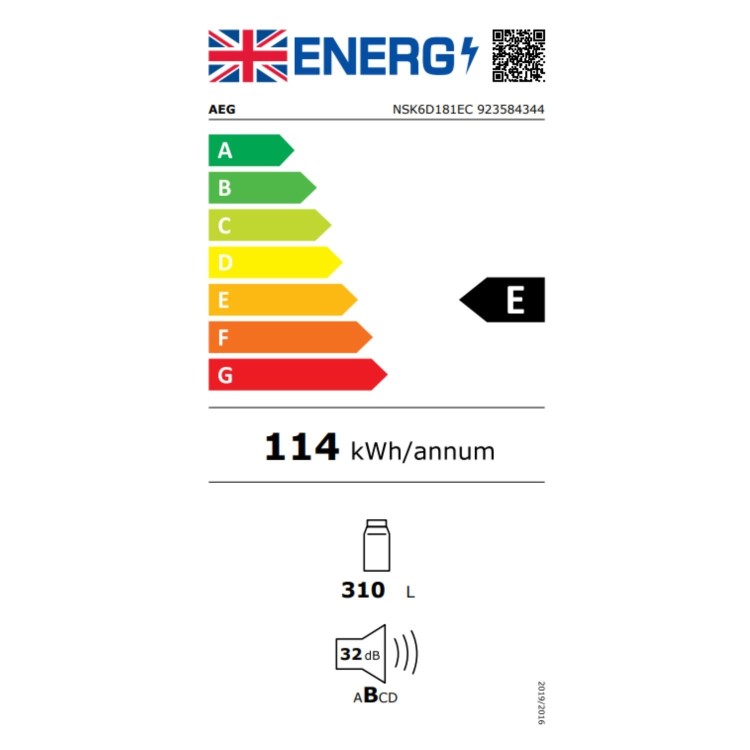 AEG 6000 Series 310 Litre In-column Integrated Fridge