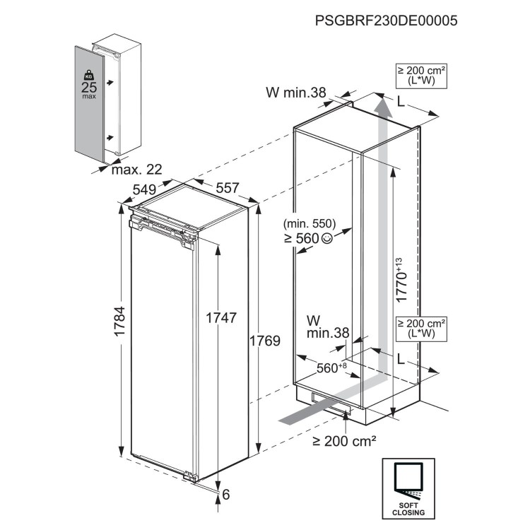 AEG 9000 Series 200 Litre In-column Integrated Fridge