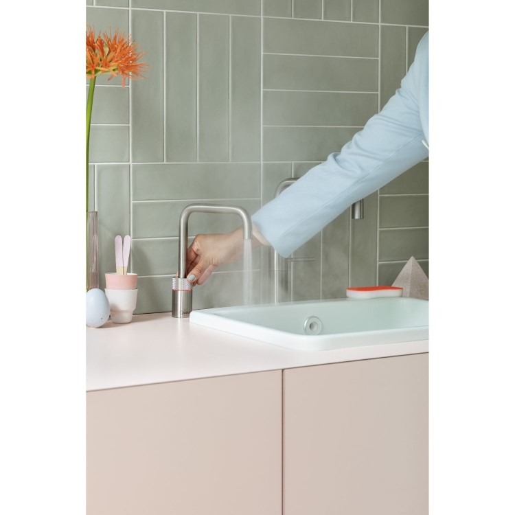 Quooker Nordic Instant Boiling Water Kitchen Tap - Stainless Steel Square Spout