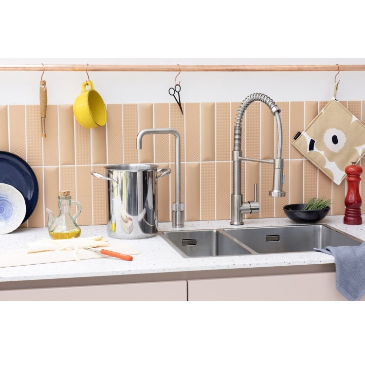 Quooker Nordic Instant Boiling Water Kitchen Tap - Stainless Steel Square Spout