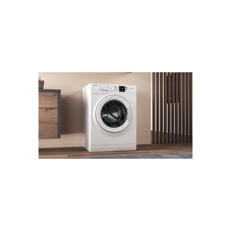 Refurbished Hotpoint NSWM1044CWUKN Freestanding 10KG 1400 Spin Washing Machine White
