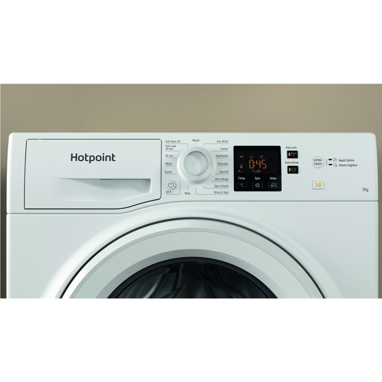 Refurbished Hotpoint NSWM742UWUKN Freestanding 7KG 1400 Spin Washing Machine White