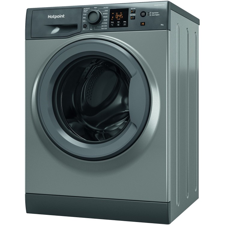 Refurbished Hotpoint NSWM843CGGUKN Freestanding 8KG 1400 Spin Washing Machine - Graphite