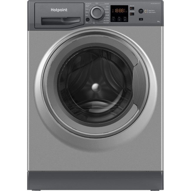 Refurbished Hotpoint NSWM845CGGUKN Freestanding 8KG 1400 Spin Washing Machine Graphite