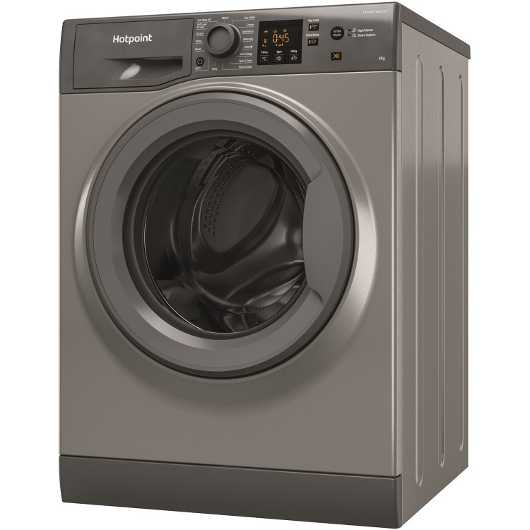 Refurbished Hotpoint NSWM843CGGUKN Freestanding 8KG 1400 Spin Washing Machine Graphite