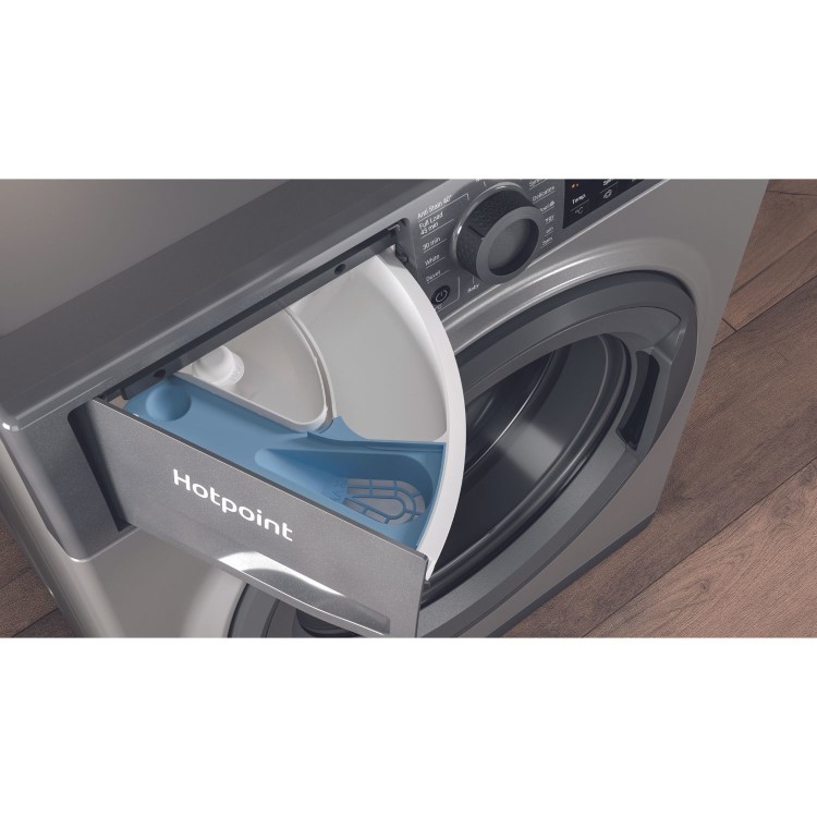 Refurbished Hotpoint AntiStain NSWM846GGUK Freestanding 8KG 1400 Spin Washing Machine Graphite