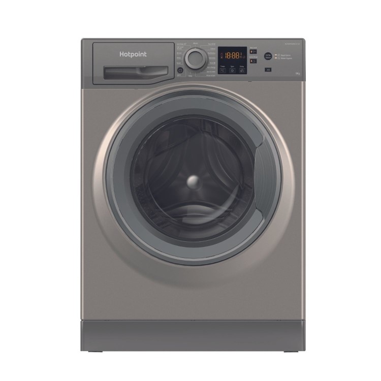Refurbished Hotpoint AntiStain NSWM846GGUK Freestanding 8KG 1400 Spin Washing Machine Graphite
