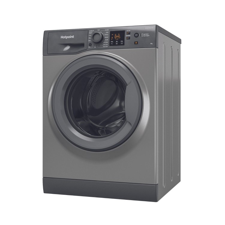 Refurbished Hotpoint AntiStain NSWM846GGUK Freestanding 8KG 1400 Spin Washing Machine Graphite