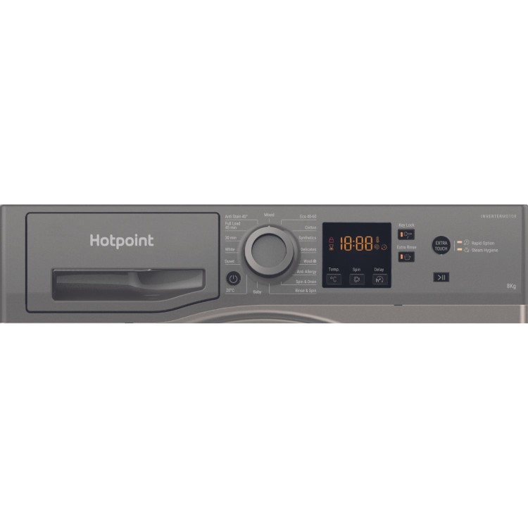 Refurbished Hotpoint AntiStain NSWM846GGUK Freestanding 8KG 1400 Spin Washing Machine Graphite