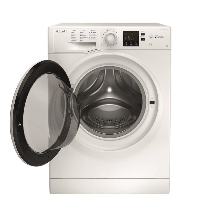 Refurbished Hotpoint NSWM863CWUKN Freestanding 8KG 1600 Spin Washing Machine With SteamHygiene White