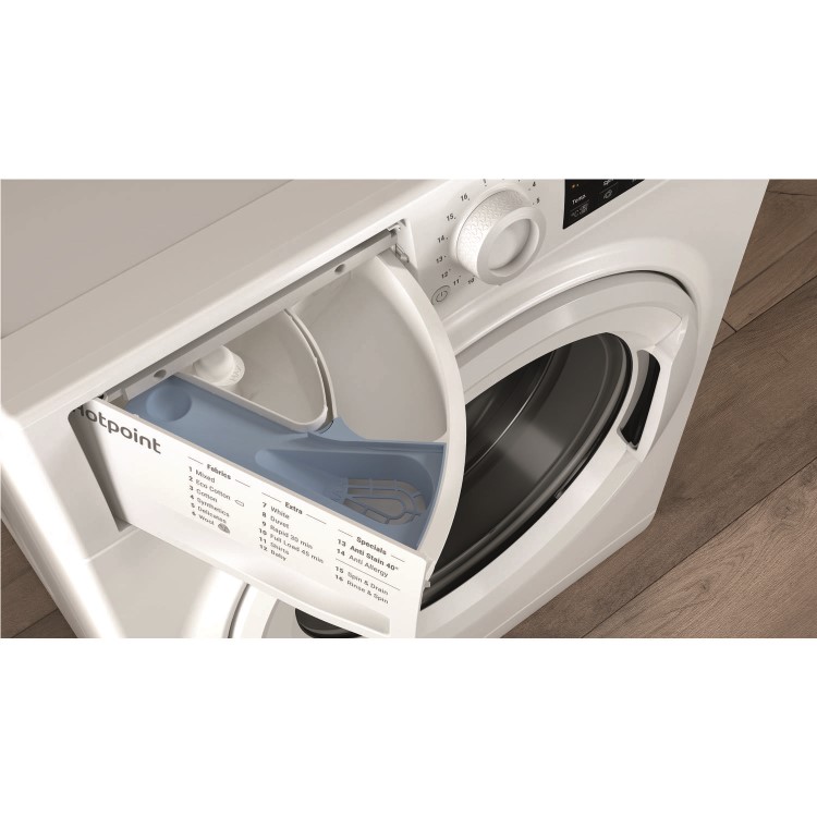 Refurbished Hotpoint NSWM863CWUKN Freestanding 8KG 1600 Spin Washing Machine With SteamHygiene White