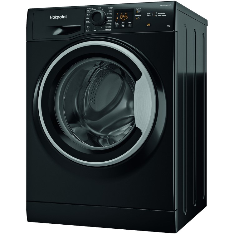 Refurbished Hotpoint NSWM965CBSUKN Freestanding 9KG 1600 Spin Washing Machine Black