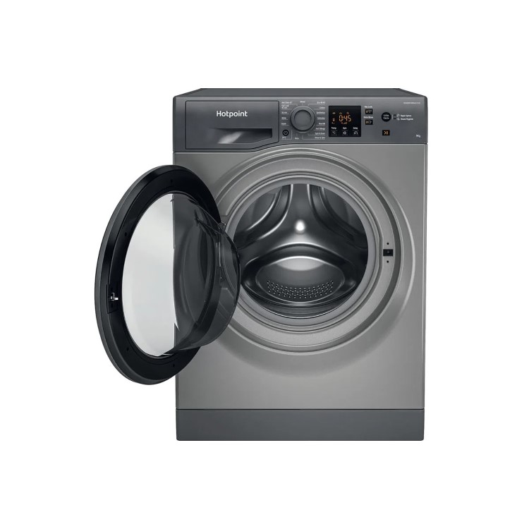 Refurbished Hotpoint NSWR963CGKUKN Freestanding 9KG 1600 Spin Washing Machine Graphite