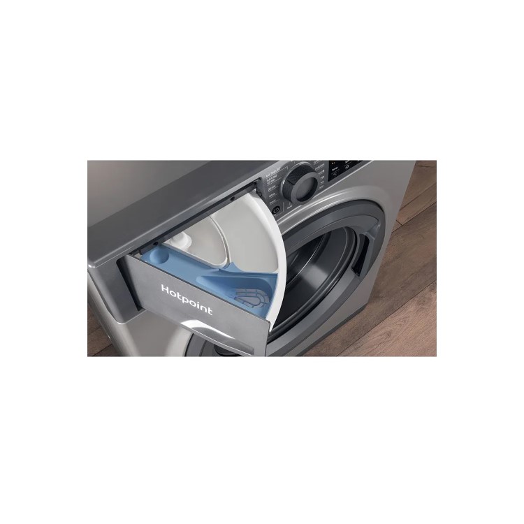 Refurbished Hotpoint NSWR963CGKUKN Freestanding 9KG 1600 Spin Washing Machine Graphite