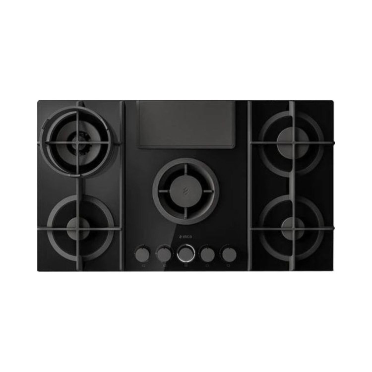 Refurbished Elica NikolaTesla Flame NT-FLAME-BLK-RC 88cm Gas Venting Hob Recirculation Only Black