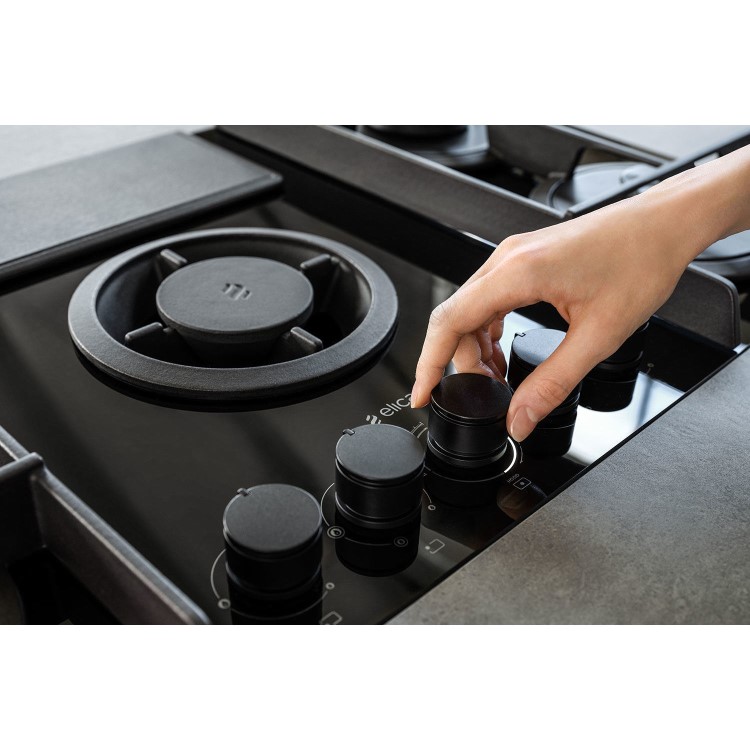 Refurbished Elica NikolaTesla Flame NT-FLAME-BLK-RC 88cm Gas Venting Hob Recirculation Only Black