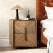 Walnut Mid-Century 2-Drawer Bedside Table with Parquet Finish - Nikita