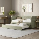 BUN/NTN001/97803 Velvet Single Day Bed with Trundle in Sage Green - Newton