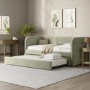 Velvet Single Day Bed with Trundle in Sage Green - Newton
