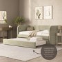 Velvet Single Day Bed with Trundle in Sage Green - Newton