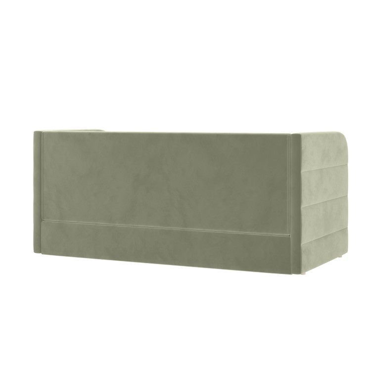 Velvet Single Day Bed with Trundle in Sage Green - Newton