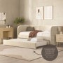 Velvet Single Day Bed with Trundle in Beige - Newton