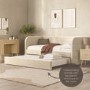 Velvet Single Day Bed with Pull Out Trundle in Beige - Newton