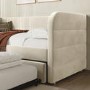 Velvet Single Day Bed with Trundle in Beige - Newton