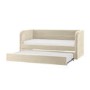 Velvet Single Day Bed with Trundle in Beige - Newton