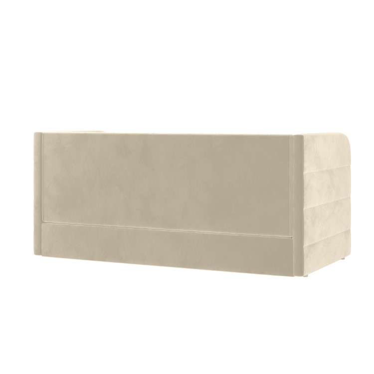 Velvet Single Day Bed with Trundle in Beige - Newton