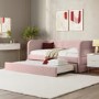Velvet Single Day Bed with Trundle in Pink - Newton
