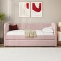 Velvet Single Day Bed with Trundle in Pink - Newton