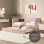 Velvet Single Day Bed with Trundle in Pink - Newton