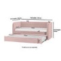 Pink Velvet Ribbed Day Bed with Trundle with Mattresses Included- Newton