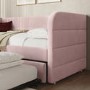 Velvet Single Day Bed with Trundle in Pink - Newton