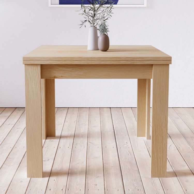 Small Oak Square Extendable Dining Table - Seats 4-6 - New Town