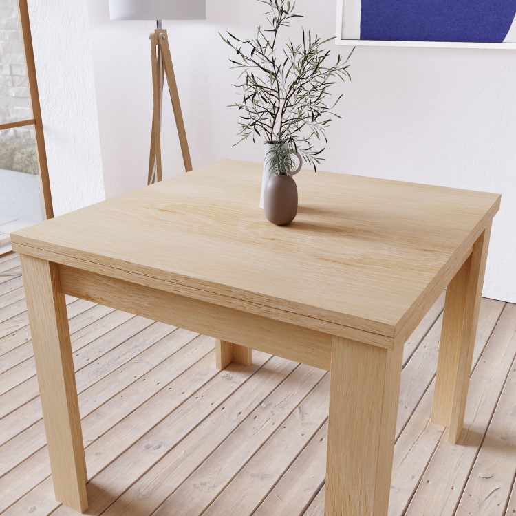 Small Oak Square Extendable Dining Table - Seats 4-6 - New Town