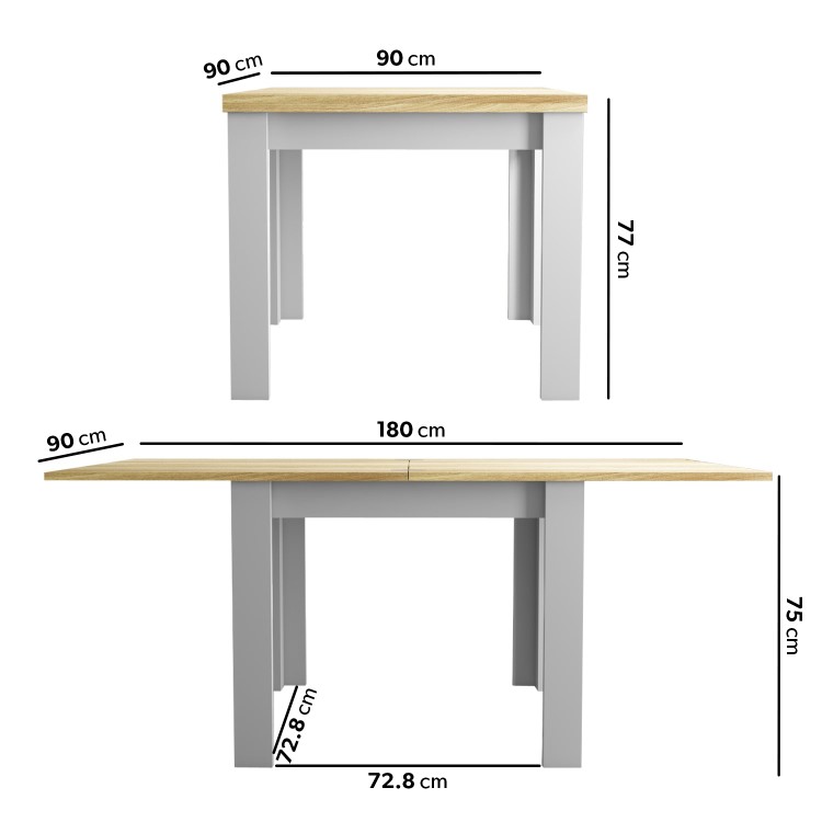 Grey and Oak Extendable Dining Table - Seats 4-6 - New Town