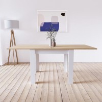 Cream and Oak Extendable Dining Table - Seats 4-6 - New Town Cream and Oak Extendable Dining Table - Seats 4-6 - New Town