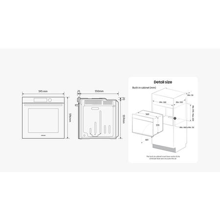Refurbished Samsung Series 4 NV7B41307AK 60cm Single Built In Electric Oven Black