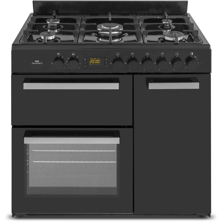 New World 90cm Dual Fuel Range Cooker Black BuyItDirect.ie