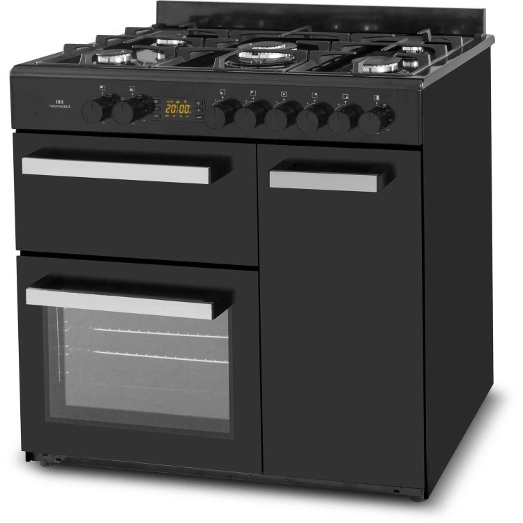 New World 90cm Dual Fuel Range Cooker - Black