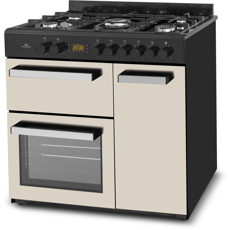 Refurbished New World NW90DF3CR 90cm Dual Fuel Range Cooker