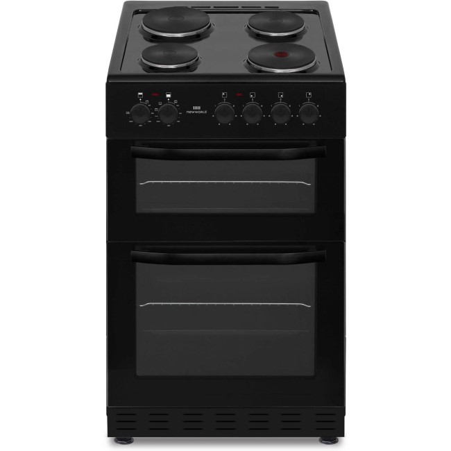 New World NWMID52EB 50cm Electric Twin Cavity Cooker with Solid Plate Hob - Black